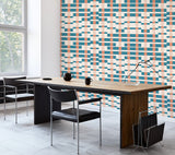 Papier peint panoramique Partition de Rayures Bleu Terracotta