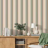 Papier peint Rayures Emma Sauge Marron