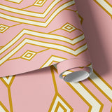 Papier peint panoramique art déco Ondulato Rose