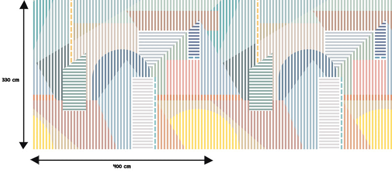 Papier peint graphique moderne jeu de rayures pastel multicolores – Granita