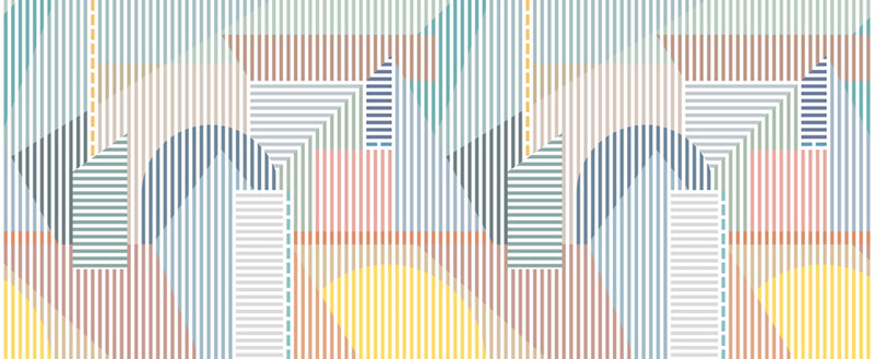 Papier peint graphique moderne jeu de rayures pastel multicolores – Granita