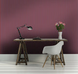 Papier peint rayures contemporaines rouge et bleu