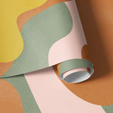 Papier peint géométrique abstrait Liquid Forms Marron