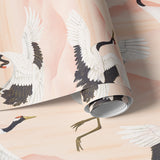 Papier peint Japon Envolée de Grues Pêche