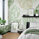 Papier peint végétal Monstera Adansonii Vert Pomme