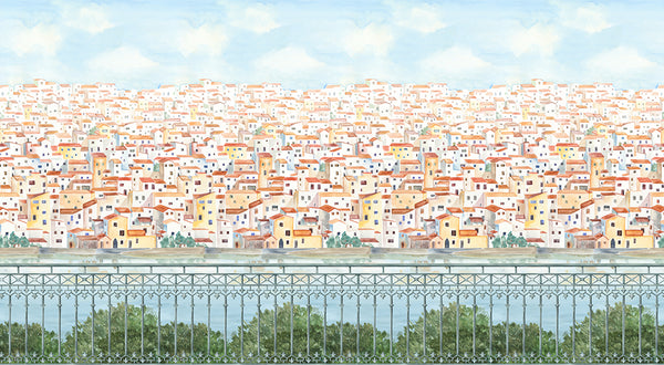Papier peint paysage – Panoramique Village Côtier