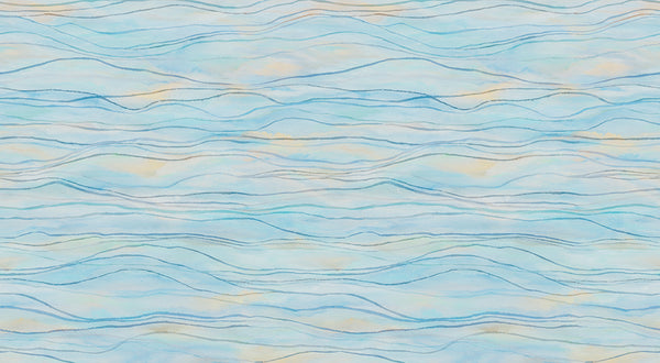 Papier peint panoramique Lignes de Vagues Bleu