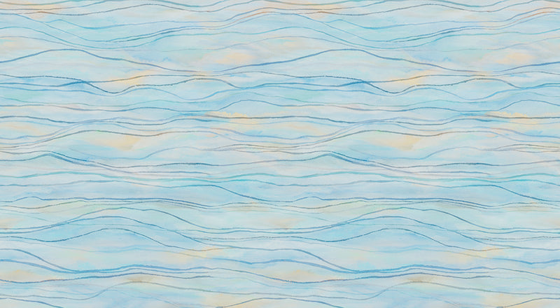 Papier peint panoramique Lignes de Vagues Bleu