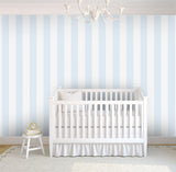 Papier peint rayures larges bleu pastel