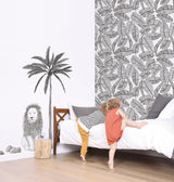 Papier Peint Feuillage noir et blanc