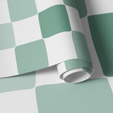 Papier peint panoramique Carreaux Dessinés Camaïeu Vert