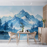 Papier peint panoramique paysage montagne Au bord du lac