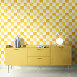 Papier peint panoramique Damier Pinceau Jaune Soleil