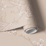 Papier peint fleur de cerisier Hanami Rose Poudré