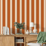 Papier peint Rayures Emma Terracotta Camel