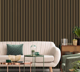 Papier peint rayures noir et brun doré - Tess