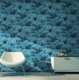 Papier peint Jungle tropicale bleu