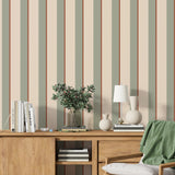 Papier peint Rayures Emma Sauge Marron