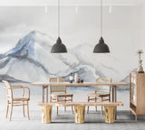 Papier peint panoramique montagnes aquarelle Brume