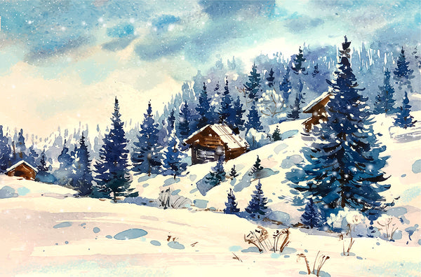 Papier peint panoramique forêt montagne Rêve