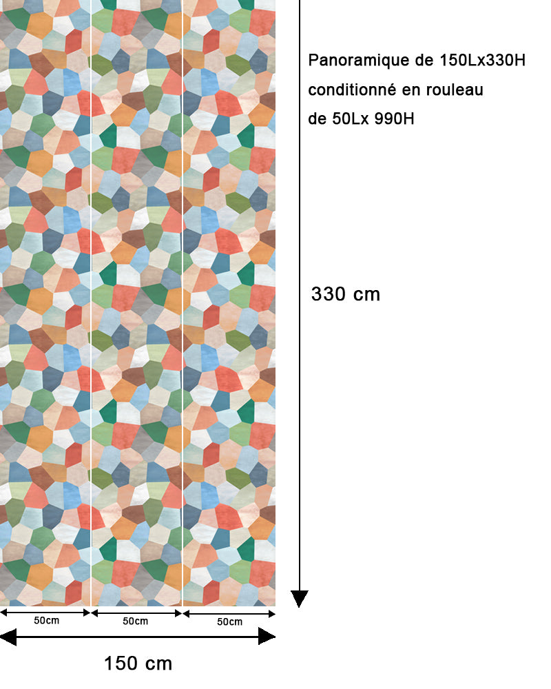 Papier peint géométrique – Mosaïque multicolore Facettes