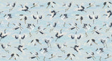 Papier peint Japon Envolée de Grues Bleuté