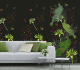 Papier Peint Paon vert fond noir