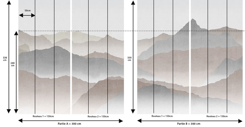 Papier peint panoramique Montagnes Brumeuses