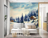 Papier peint panoramique forêt montagne Rêve