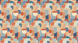 Papier peint géométrique - Géo Puzzle Bleu Terracotta