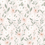 PAPIER PEINT ENFANT - ÉCLOSION FLORALE (FOND ROSE)