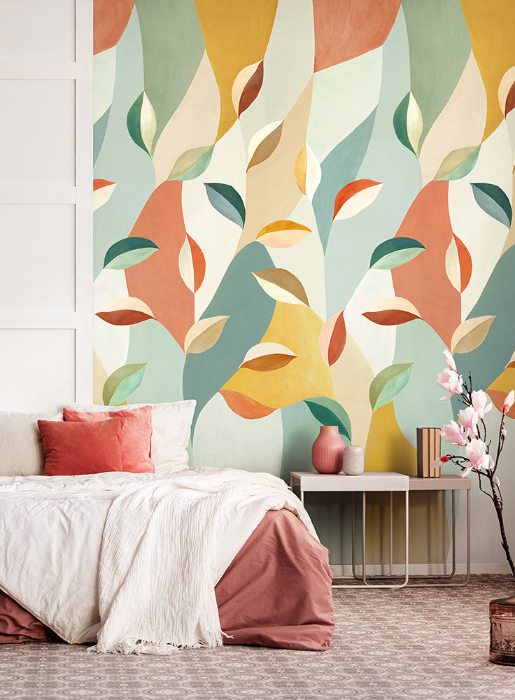 Papier peint feuillage – Feuilles graphiques abstraites