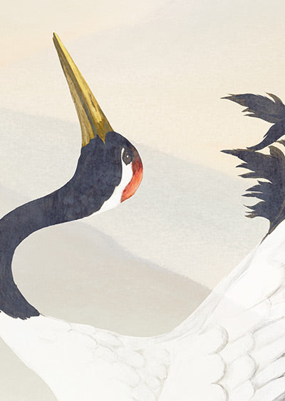 Echantillon papier peint Japon Envolée de Grues Neutre
