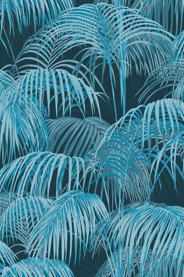 Papier peint Jungle tropicale bleu