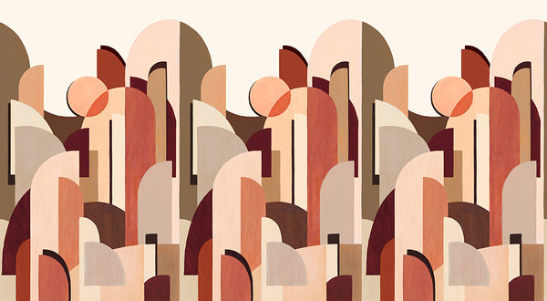 Papier peint graphique abstrait - Milan Blush