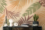 Papier peint feuilles tropicales Palms Orange