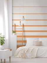 Papier peint panoramique Rayure Estivale Mandarine