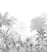 Papier peint graphique – Jungle Tropicale Monochrome noir