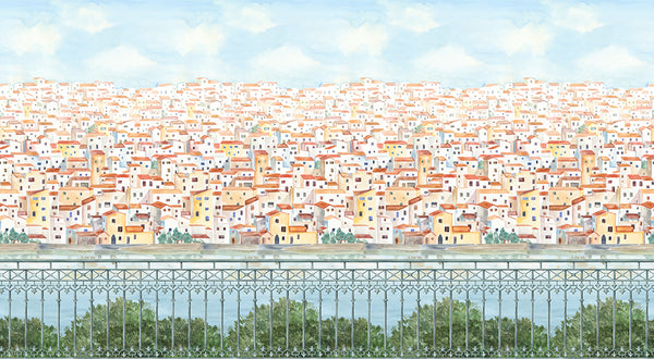 Papier peint paysage – Panoramique Village Côtier