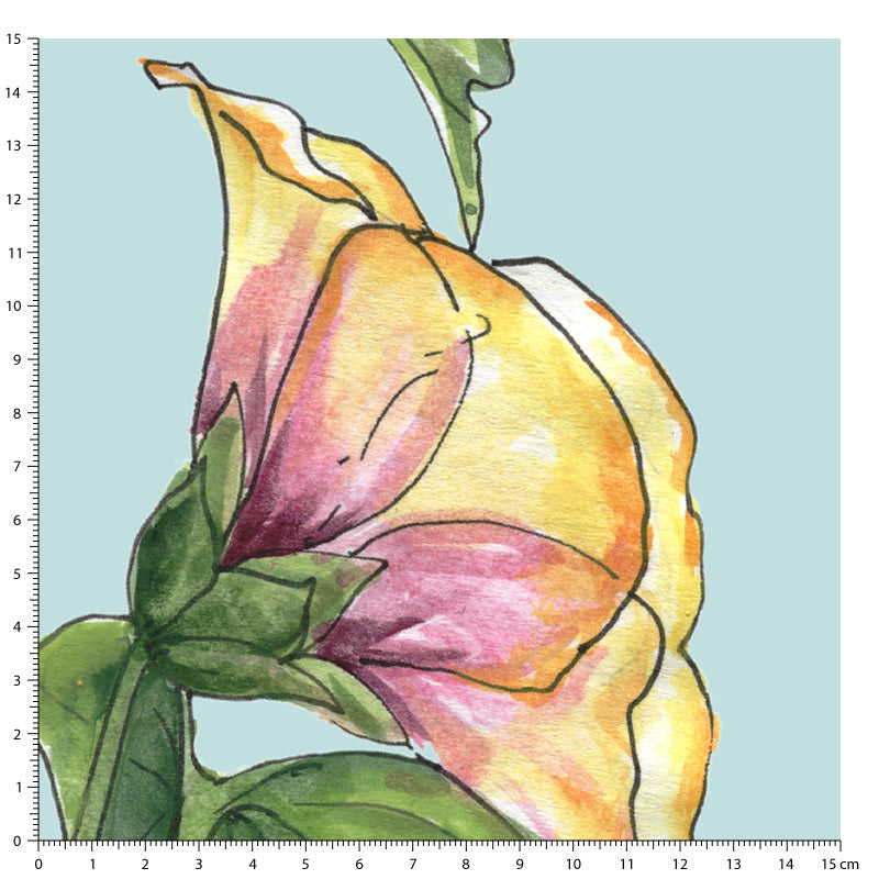 Papier peint fleurs "Les roses trémières"