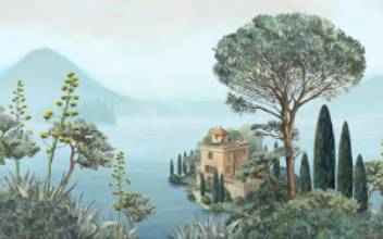 Papier peint paysage, paysage méditerranéen : Le lac de Côme en Italie 450 x 280