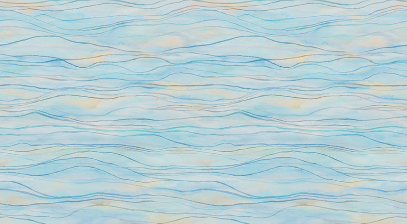 Papier peint panoramique Lignes de Vagues Bleu