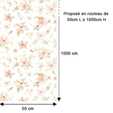 Papier Peint Aquarelle Grandes Fleurs Rose Orangée