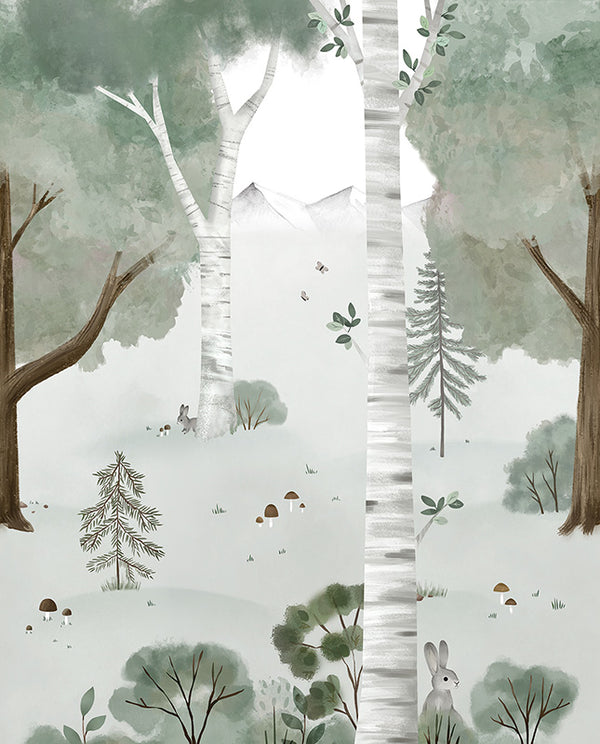 Papier peint panoramique animaux - Birch Forest