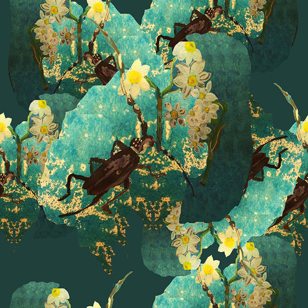 Papier peint floral - Océan Vert
