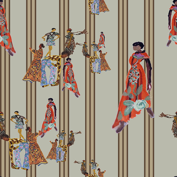 Papier peint rayures - Femme Rayé