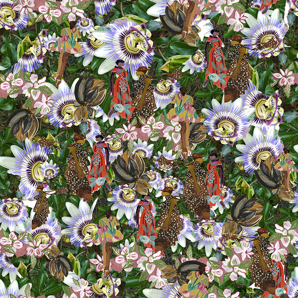 Papier peint floral - Foule Passiflore