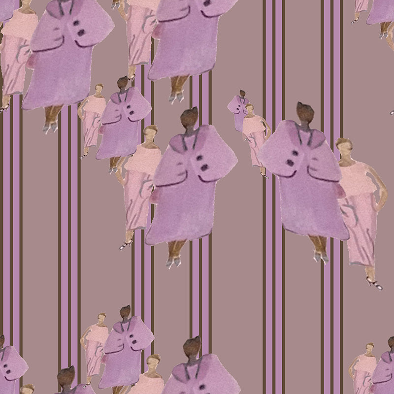 Papier peint rayures design - Monde Rose Fond Vieux Rose Rayé