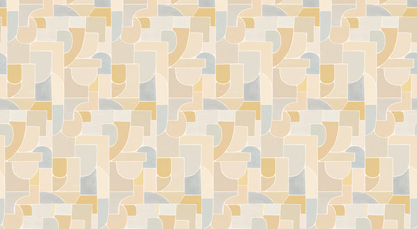 Papier peint géométrique - Géo Puzzle Neutral