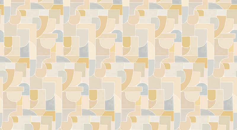 Papier peint géométrique - Géo Puzzle Neutral
